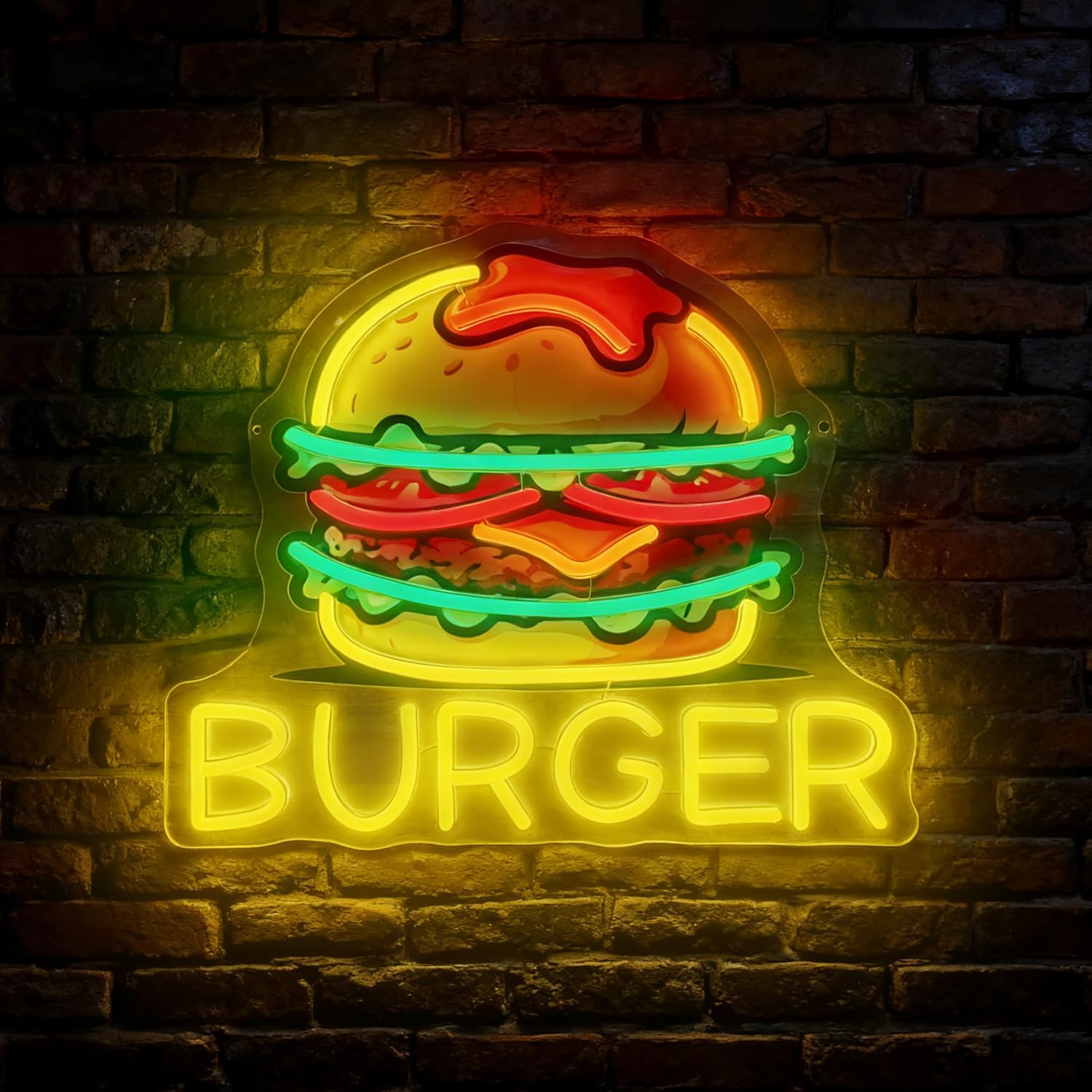 Commercial Kitchen Walls - Burger Neonschild, LED-Hamburger-Schilder für Restaurant, Snackbar,