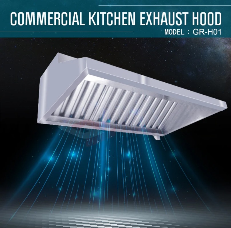 Commercial Kitchen Chimney - Kücheninsel-Dunstabzugshaube aus Edelstahl, Maßgefertigt, Elegante Kommerzielle