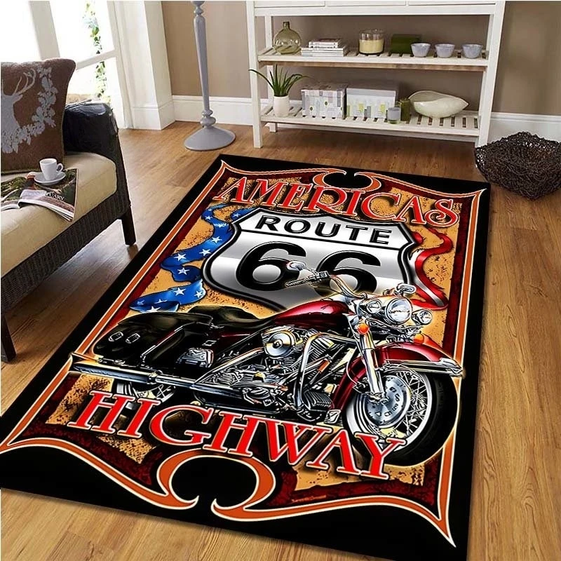 Commercial Kitchen Non Slip Flooring - Route 66 Motorrad-Vintage-Teppich für Schlafzimmer, Wohnzimmer,
