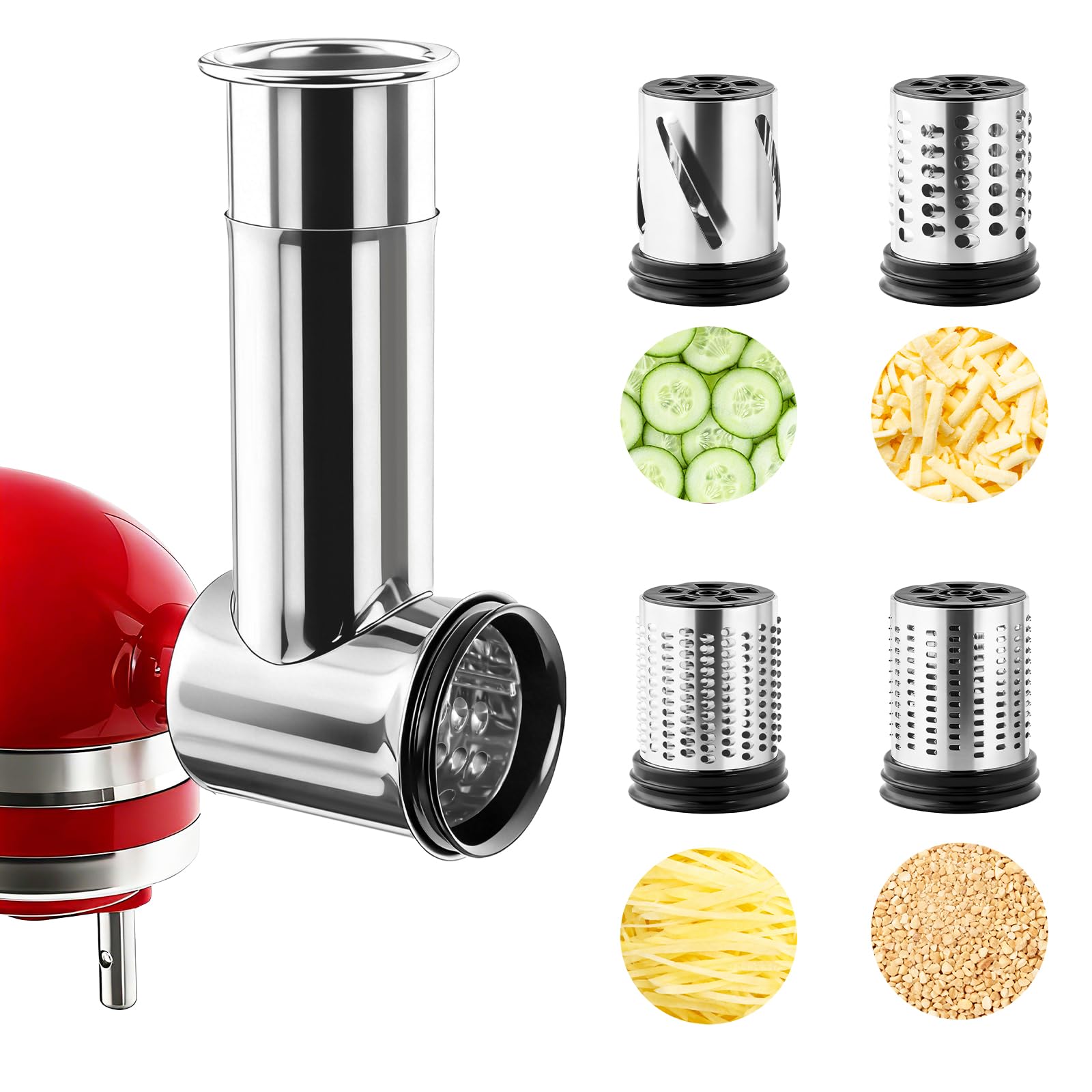 Commercial Kitchenaid - Edelstahl-Schredder-Käsereibe-Aufsatz für KitchenAid Standmixer, Salatbereiter, Pulvermühle,