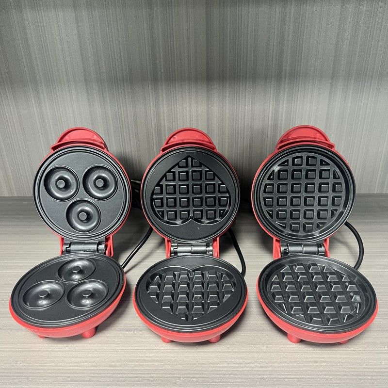 Donut Making Machine - Multifunktionaler Mini-Herzförmiger Waffeleisen mit Doppelseitiger Heizung,
