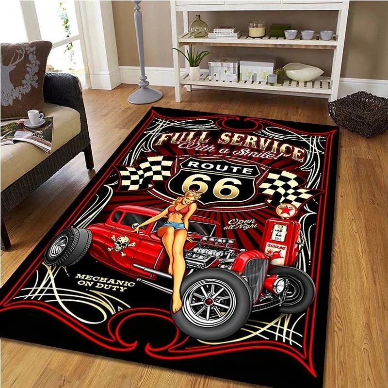 Route 66 Motorrad-Vintage-Tepp – Commercial Kitchen Non Slip Flooring Bewertung und Preis