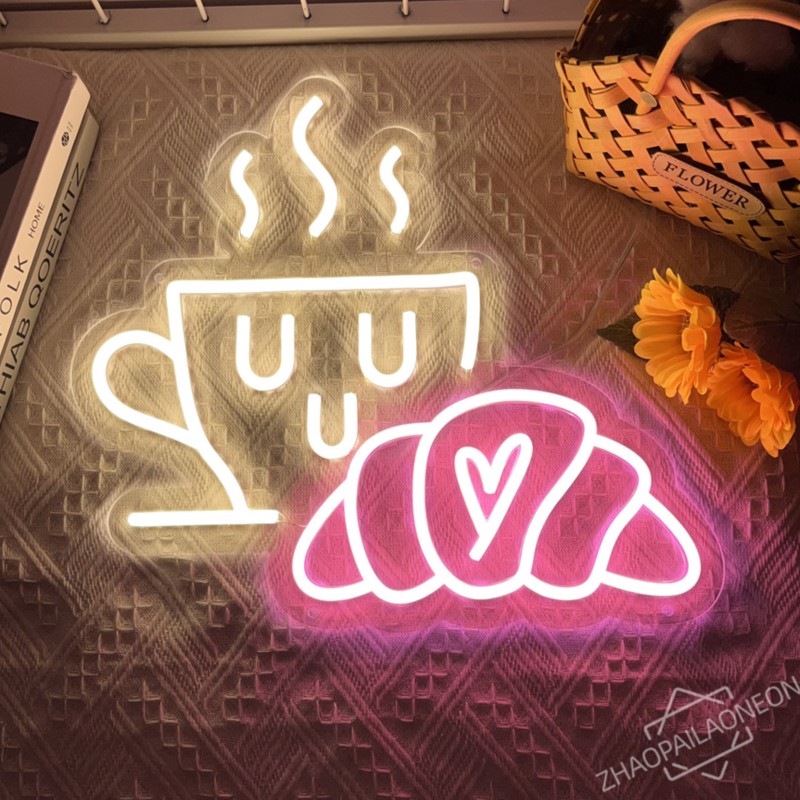 Kaffee Brot Neon Zeichen Crois – Commercial Kitchen Walls Bewertung und Preis