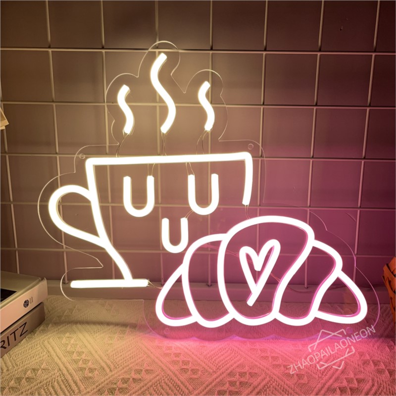 Kaffee Brot Neon Zeichen Crois – Commercial Kitchen Walls Bewertung und Preis