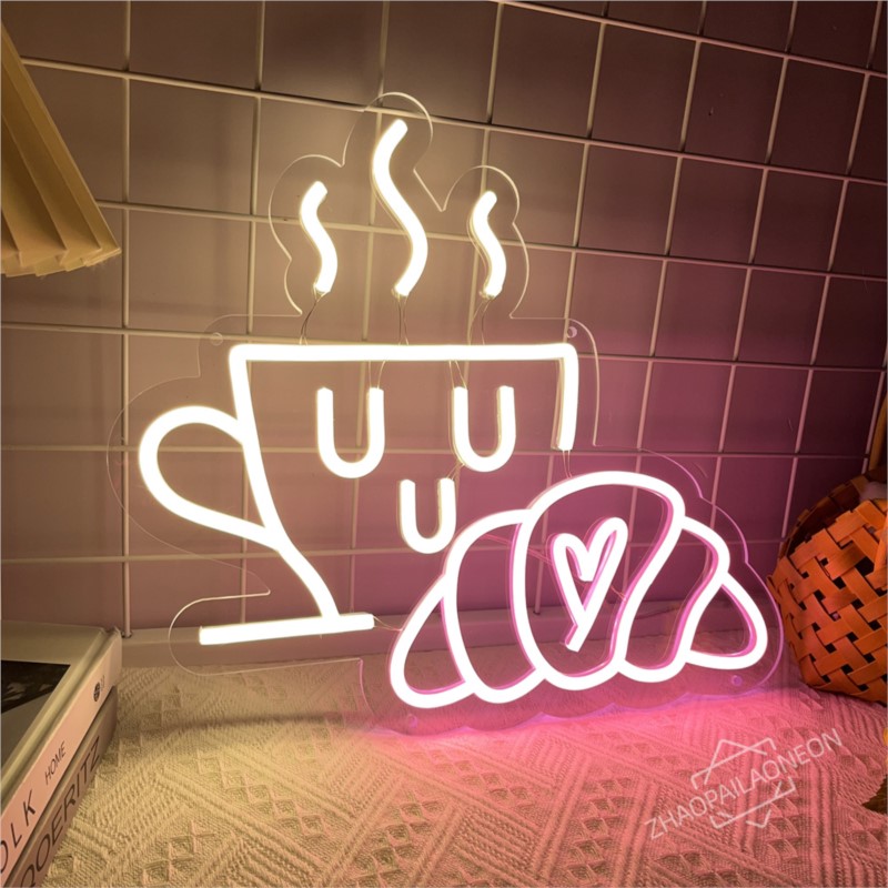 Kaffee Brot Neon Zeichen Crois – Commercial Kitchen Walls Bewertung und Preis