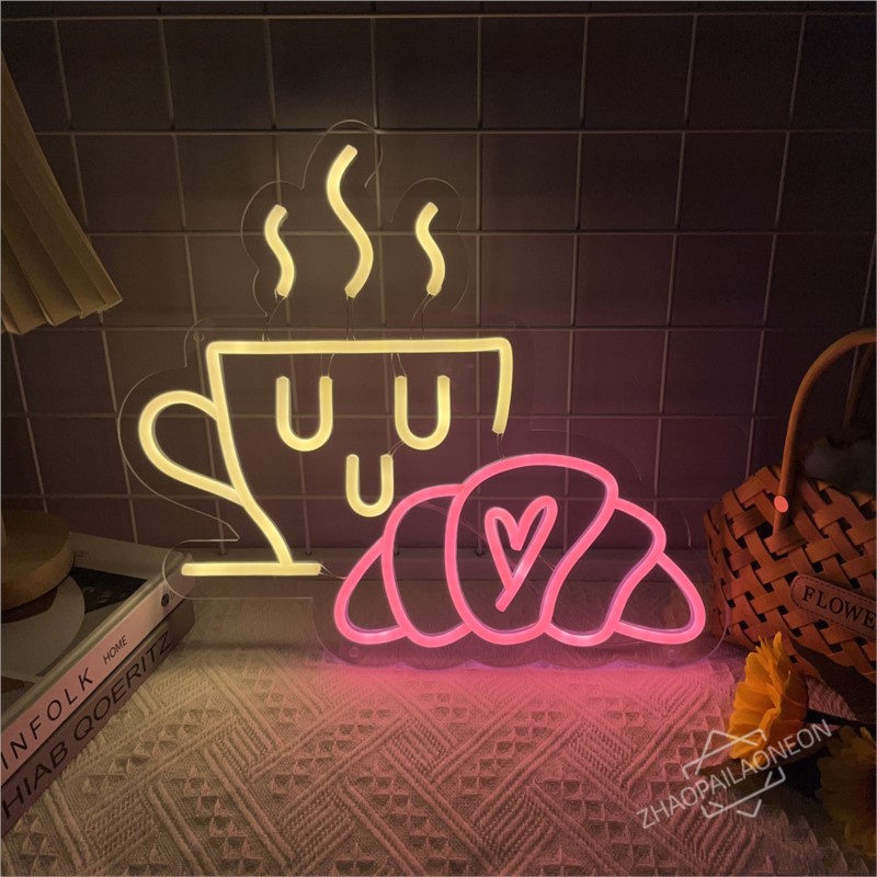 Kaffee Brot Neon Zeichen Crois – Commercial Kitchen Walls Bewertung und Preis