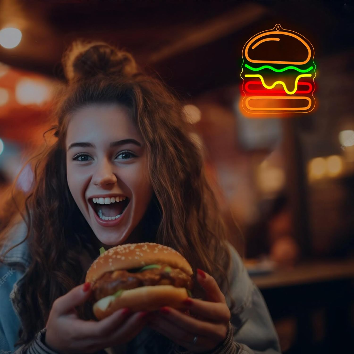 Burger-Neonschild mit mehrlagi – Commercial Kitchen Walls Bewertung und Preis