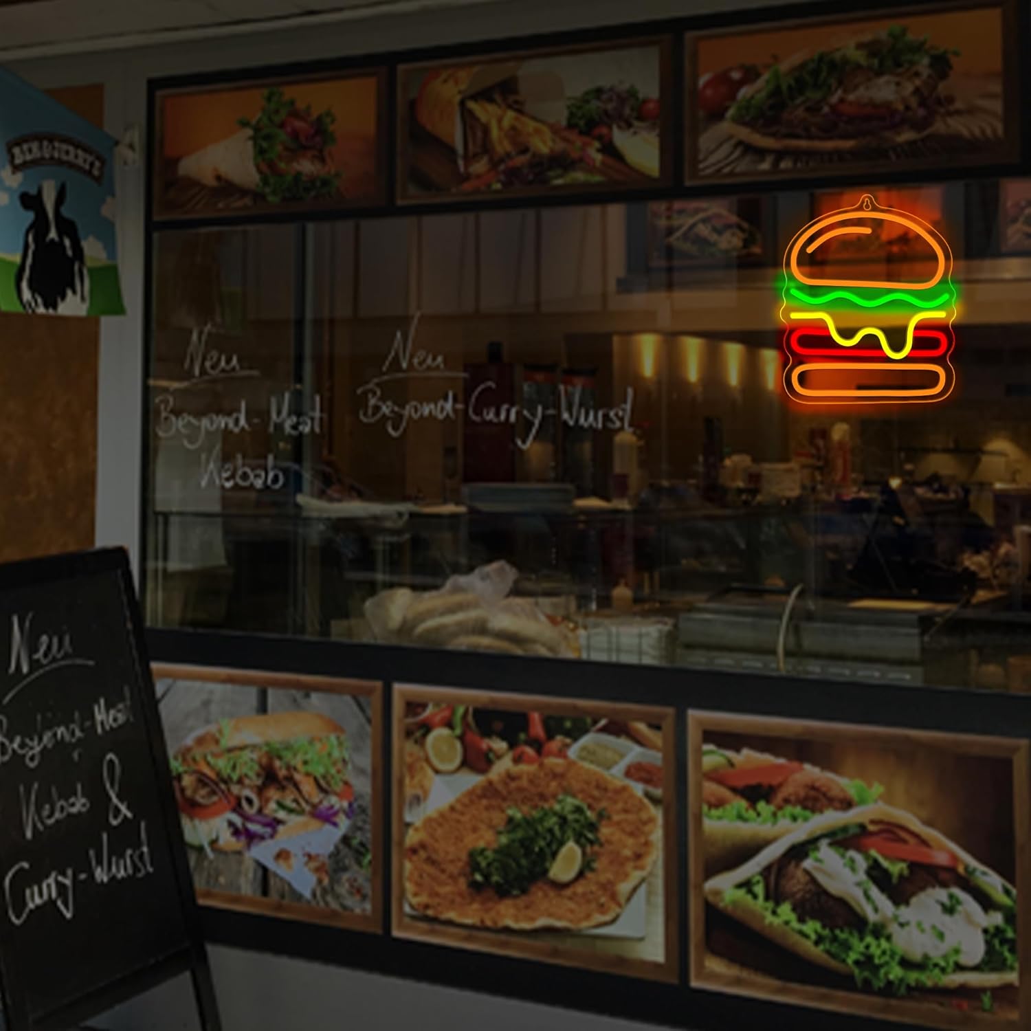 Burger-Neonschild mit mehrlagi – Commercial Kitchen Walls Bewertung und Preis