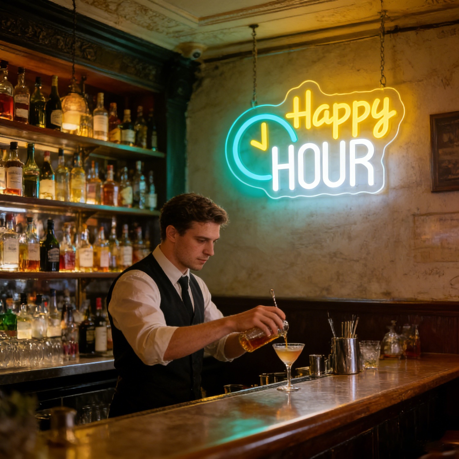 Happy HOUR Wolken-Neonschild m – Commercial Kitchen Walls Bewertung und Preis